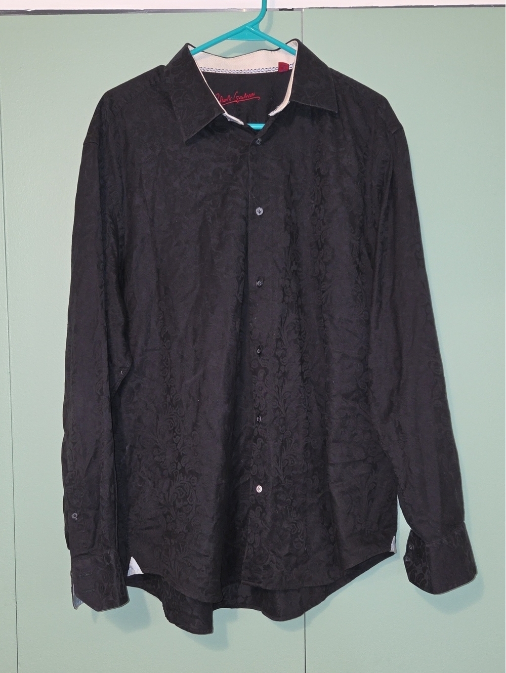 Robert Graham Black Long Sleeve Button Up Dress Shirt Paisley Classic Style Xl